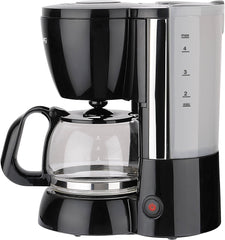 Cafetieră cu filtru grossag cu carafă de sticlă KA 12.17 | 0,6 litri pentru 4 cești de cafea | 600 wați | Negru - Oțel inoxidabil