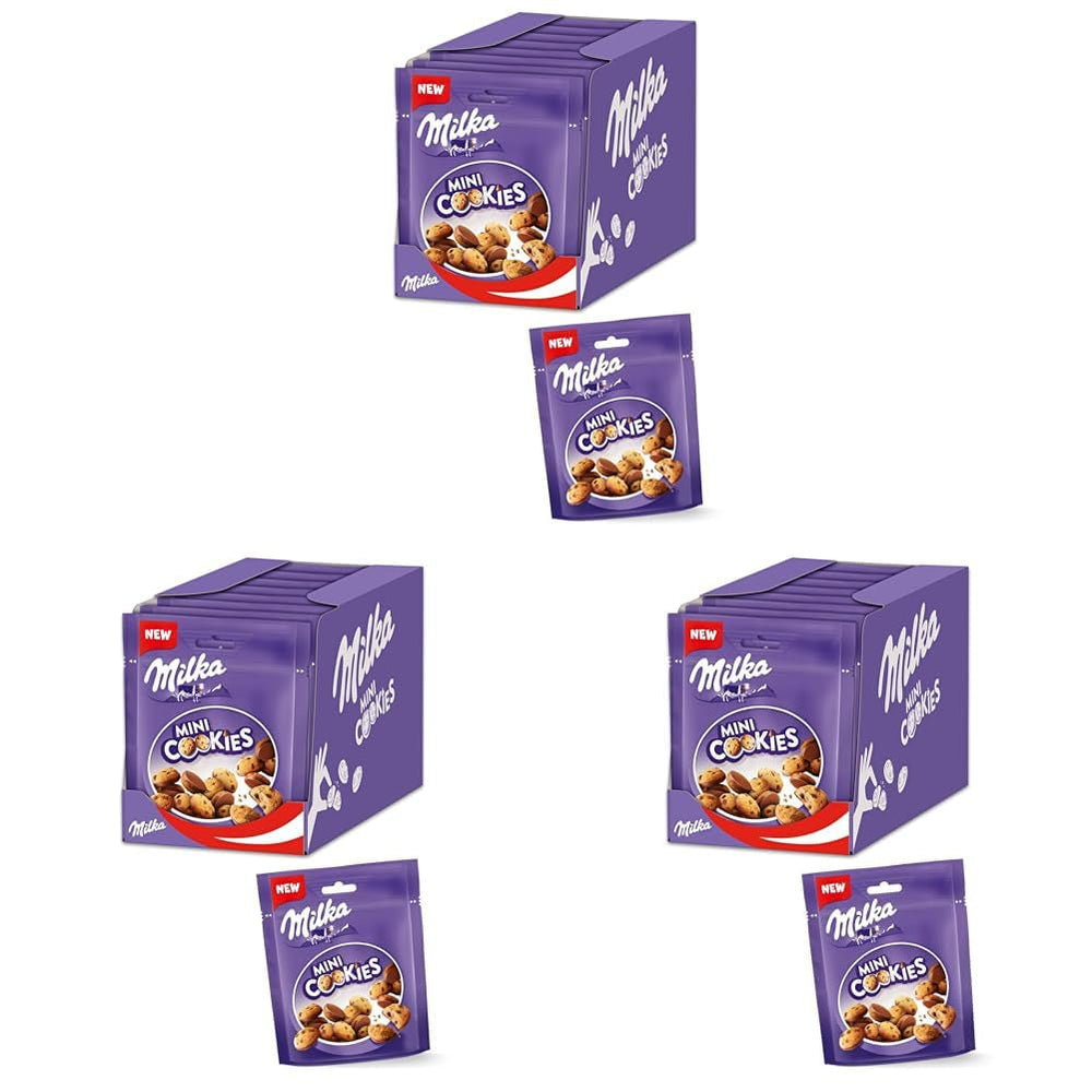 Milka Mini Cookies 8 x 110 g, Milka Alpine Milk Chocolate Chip Mini Cookies (Pack de 3)