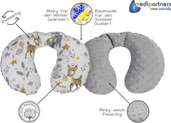 Medi Partners Oreiller cervical pour bébé 100 % coton / Minky Oreiller cervical pour voiture, poussette, voyage, sommeil, oreiller cervical Snooze Roll (REH avec Minky gris) Oreillers orthopédiques cervicaux Naty Shop