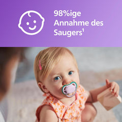 Sucettes Philips AVENT ultra air - Sucettes légères et respirantes pour bébés âgés de 0 à 6 mois, sans BPA, avec étui de transport comme stérilisateur, paquet de 2, modèle SCF085/24