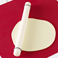 Rouleau à pâtisserie Easy Baking, 40 cm, blanc, avec anneaux d'espacement en silicone, en plastique alimentaire