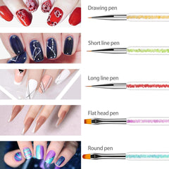 Sularpek 5 pcs Nagel Pinsel, Nageldesign Pinsel, Dotting Tool, Nail Art Liner Pinsel, Nagelverlängerung Gelpinsel, Nagelbürste for Punktierungen, Zeichnen, for DIY Nail Art Design