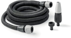 GF SRL, Aquapop Grey Easy 10, tuyau tressé auto-extensible de 10 mètres, fabriqué en Italie, avec mini pulvérisateur de jardin et connecteurs pour l'irrigation du jardin, gris foncé