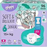 Couches Bella Baby Happy Premium, taille 6, Junior Extra, 15+ kg, 96 pièces, label DERMATEST et OEKO-TEX, couches jetables pour bébé