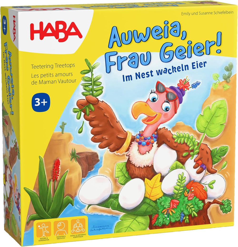HABA Malheur à moi, Dame Aigle ! – Jeu d'adresse en bois passionnant pour la construction de nids pour les enfants de 3 ans et plus – 2011720001