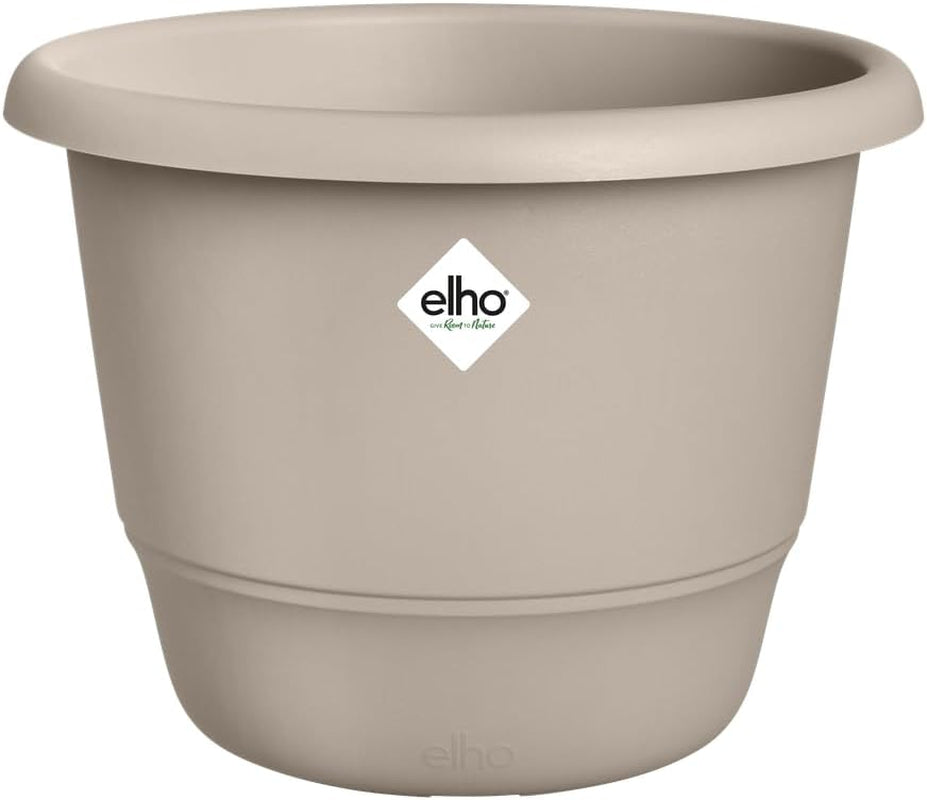 elho Amiga Round 30 - Pot de fleurs intérieur et extérieur - 100% plastique recyclé - Ø 29,5 x H 20,2 cm - Beige/Beige Champignon