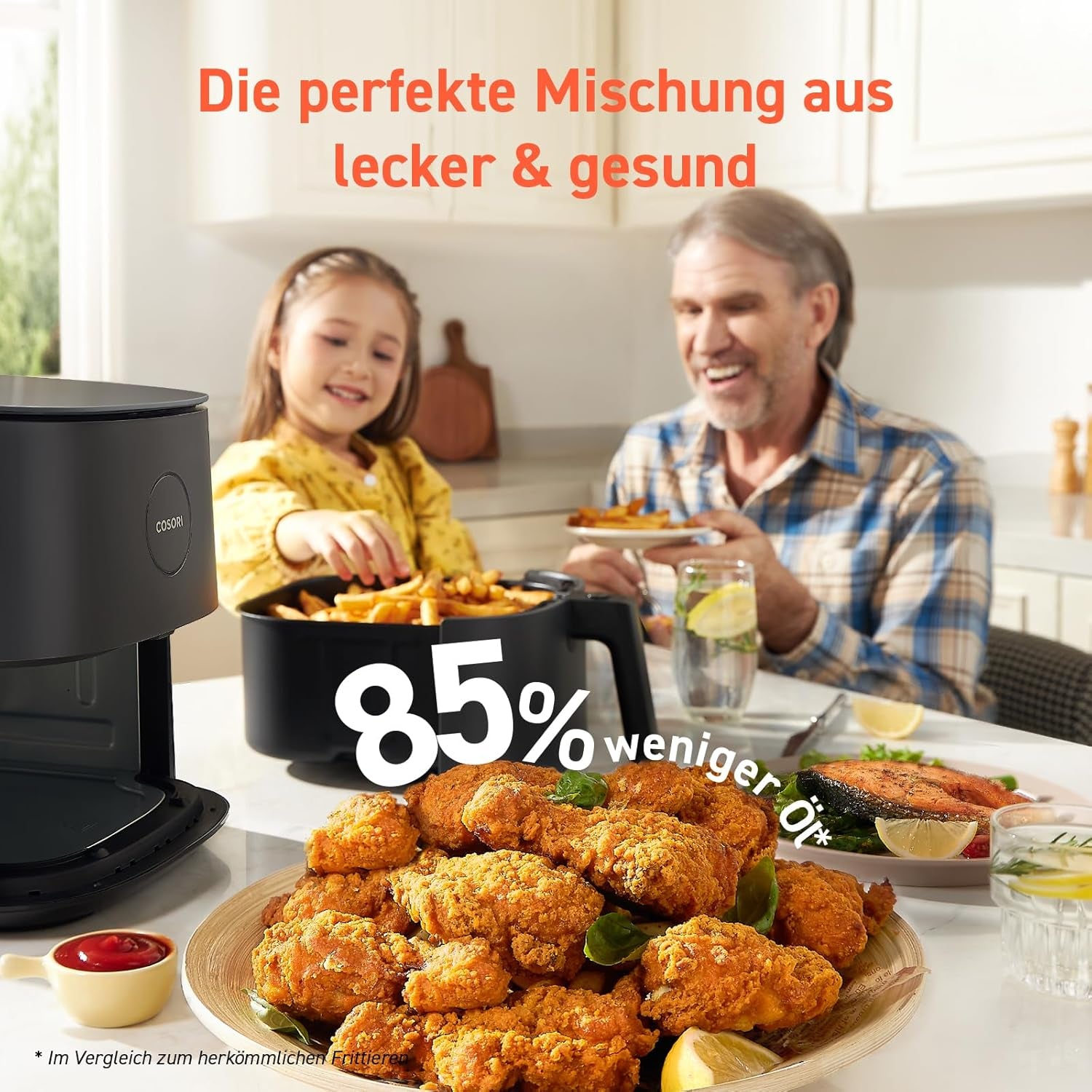 COSORI Airfryer, 7-In-1 Hot Air Fryer 4.7 L, Max 230 ℃ & 55DB zgomot, 100+ rețete Electrocasnice Naty Shop