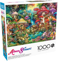 Buffalo Games - Aimee Stewart - Pique-nique au village de champignons joyeux - Puzzle de 1000 pièces pour adultes, puzzle stimulant, parfait pour les soirées de jeux - Taille prête à l'emploi 26,75 x 19,75 cm Puzzle Naty Shop