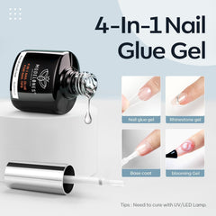 Modelones Kit pentru unghii și gel adeziv 500 buc. Set extensii unghii cu gel adeziv Kit unghii cu gel, adeziv unghii și mini lampă unghii acoperire completă vârfuri unghii presă pe Nail Art Studio Salon DIY