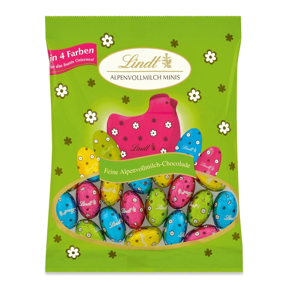 Mini ouă de ciocolată cu lapte Lindt pentru decorațiuni de ciocolată | 2 pungi x 180g | Ouă de ciocolată cu lapte premium, ambalate vesel și colorat, în patru culori, pentru Paște | Ciocolată de Paște | Cadou de ciocolată