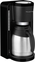 Rowenta Adagio Filter Machine à expresso, carafe thermique en acier inoxydable, garde le café chaud jusqu'à 4 heures, capacité de 10 à 15 tasses, capacité de 1,25 L, panier filtrant amovible, arrêt automatique, noir, CT3818