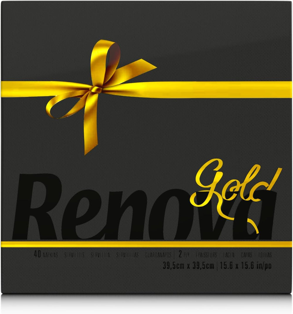 Serviettes en papier noir Renova, 40 serviettes, grandes, 2 épaisseurs.