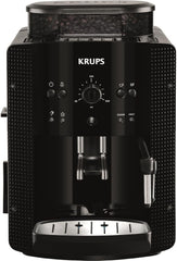 Machine à expresso automatique KRUPS Arabica Picto, design compact, facile à utiliser, commande rotative intuitive réglable, mousseur à lait, fonction 2 tasses, machine à expresso, noir, EA810870