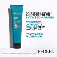Mască de păr Redken pentru păr lung și puternic, Repară și regenerează, Împotriva ruperii părului, Cu biotină și proteine de soia, Extreme Length Sealer, 150 ml Masca de par Naty Shop