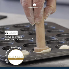 Mini Moule à Tarte Masterclass 24 Trous Épaisseur 1mm Acier Carbone Durable 35x27cm Gris Naty Shop