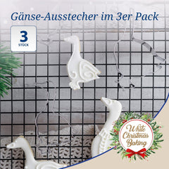 Dr. Oetker Lot de 3 emporte-pièces en forme d'oie - Emporte-pièces de Noël blancs - Emporte-pièces de Noël en acier inoxydable