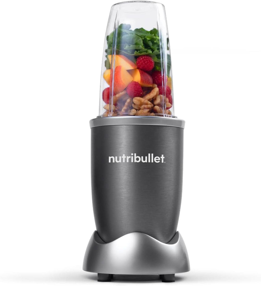 Nutribullet Original, mixeur électrique, mélangeur à smoothie, mixeur à smoothie, machine à smoothie, 600 W, simple et rapide dans la préparation, le kit, le linge de cuisine, NB603DG Kitchen Naty Shop Dunkelgrau Basispaket