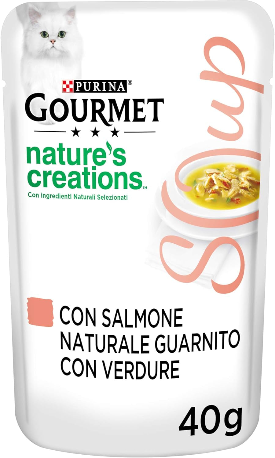 Crystal Delicate Suppenfond für die Katze, mit natural lachs, garniert mit Gemüse, 40 g, 32 Stück