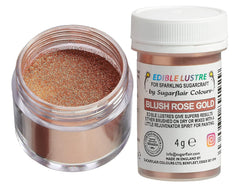 Colorant Alimentaire Comestible Sugarflair Lustre Blush Or Rose - Poudre Lustre Comestible pour Gâteaux, Muffins, Chocolat, Pâtisseries, Desserts, Glaces, Boissons, Cocktails et Plus - 4g