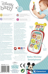 Clementoni 17711 Disney Baby Baby Mickey Smartphone, téléphone portable pour enfants avec effets lumineux et sonores, jouet interactif pour enfants de 9 à 36 mois, M, multicolore Bebe Toys Naty Shop