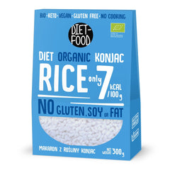 DIET-FOOD Riz instantané Shirataki Konjac biologique, faible en glucides, faible en calories, végétalien, sans gras, sans soja, sans gluten, compatible céto, minceur, 300 grammes