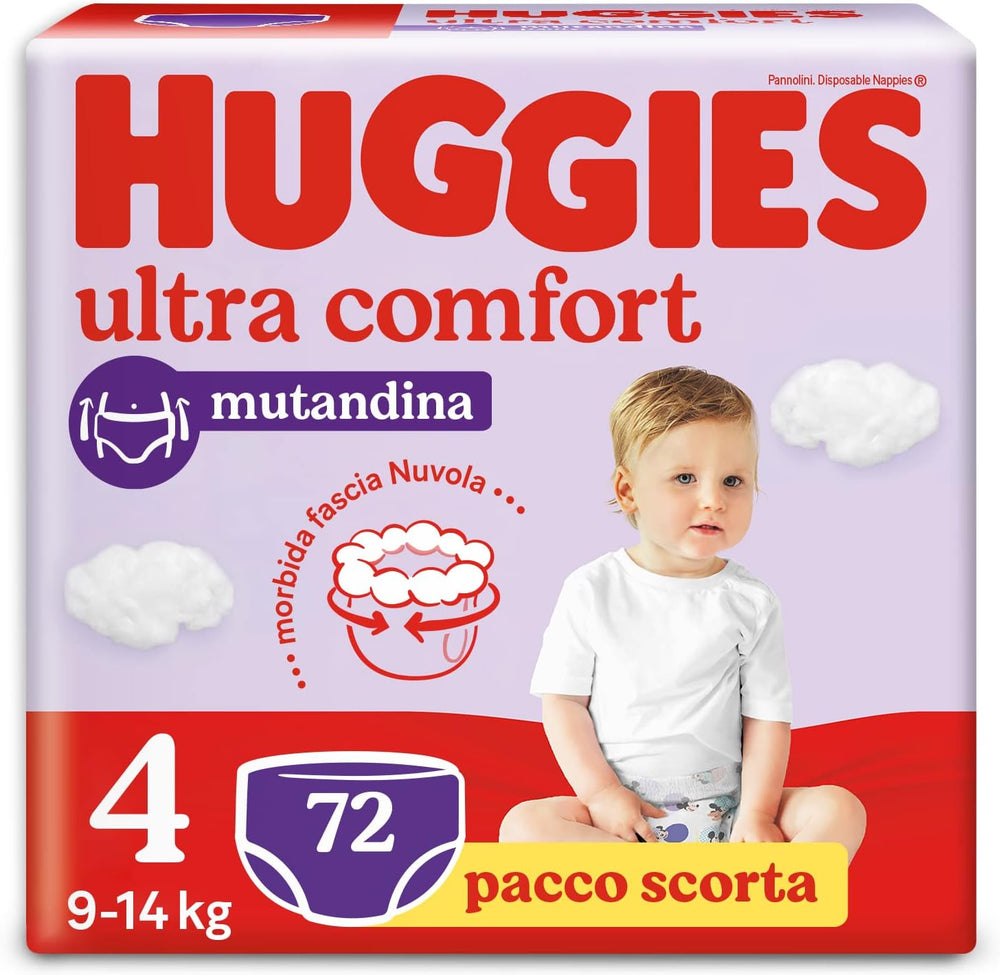 Couches Huggies Ultra Comfort, taille 4 (9-14 kg), paquet de 72 couches