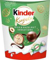 Kinder Milk & Hazelnut Sensations boules 90g - Boules de chocolat au lait fourrées au lait crémeux et morceaux de noisettes - Chocolat de Pâques, bonbons de Pâques - Cadeau et souvenir de Pâques