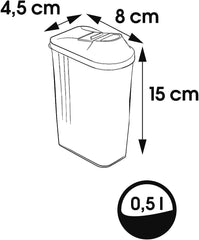 boîte verseuse keeeper pour produits secs, couvercle doseur réglable en continu, plastique, 500 ml, 8 x 4,5 x 15 cm, Paola, blanc Boîtes de conservation alimentaire Naty Shop