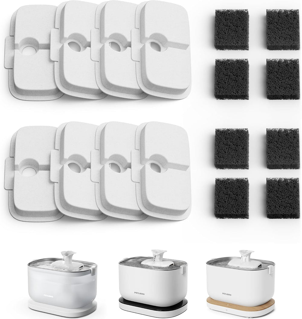 PETLIBRO Lot de 8 filtres à eau pour fontaines à eau Dockstream pour Katze PLWF005, PLWF115, PLWF105, PLWF305, ensemble de 4 mois