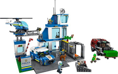 LEGO 60316 Le commissariat de police de la ville avec une voiture de police, une voiture et un hélicoptère, construit dans un bain avec 3 figurines, jeu de police pour garçons et filles à partir de 6 ans, jeu pour enfants