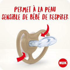 Sucettes NUK Space Night, 0-6 mois, très grandes fentes d'aération, phosphorescentes, silicone sans BPA, renard et coccinelle, paquet de 2