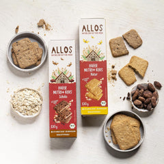 Craquelins à l'avoine biologiques Allos Nutri | Craquelins croustillants à l'avoine entière | Sucrer au miel 6 x 130g