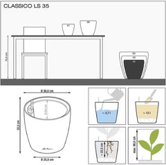 Jardinière LECHUZA Classico Color LS gris ardoise avec système d'irrigation |Ø 35 × 32 cm|14281