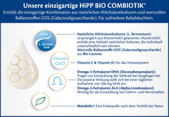 HiPP 2 Bio Combiotik (4 x 600g), lait de suite après 6 mois, avec amidon, cultures naturelles d'acide lactique, GOS, Oméga-3 (DHA, ALA), de la meilleure qualité biologique
