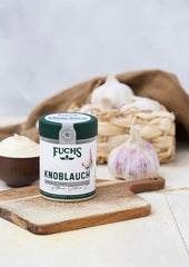 Fuchs Gewürze - Ail granulé - würzig-zwiebliger Geschmack für Tzatziki, Knoblauchbutter oder Gemüsegerichte - ingrédients naturels - 85 g en wiederverwendbarer, recyclebarer Dose