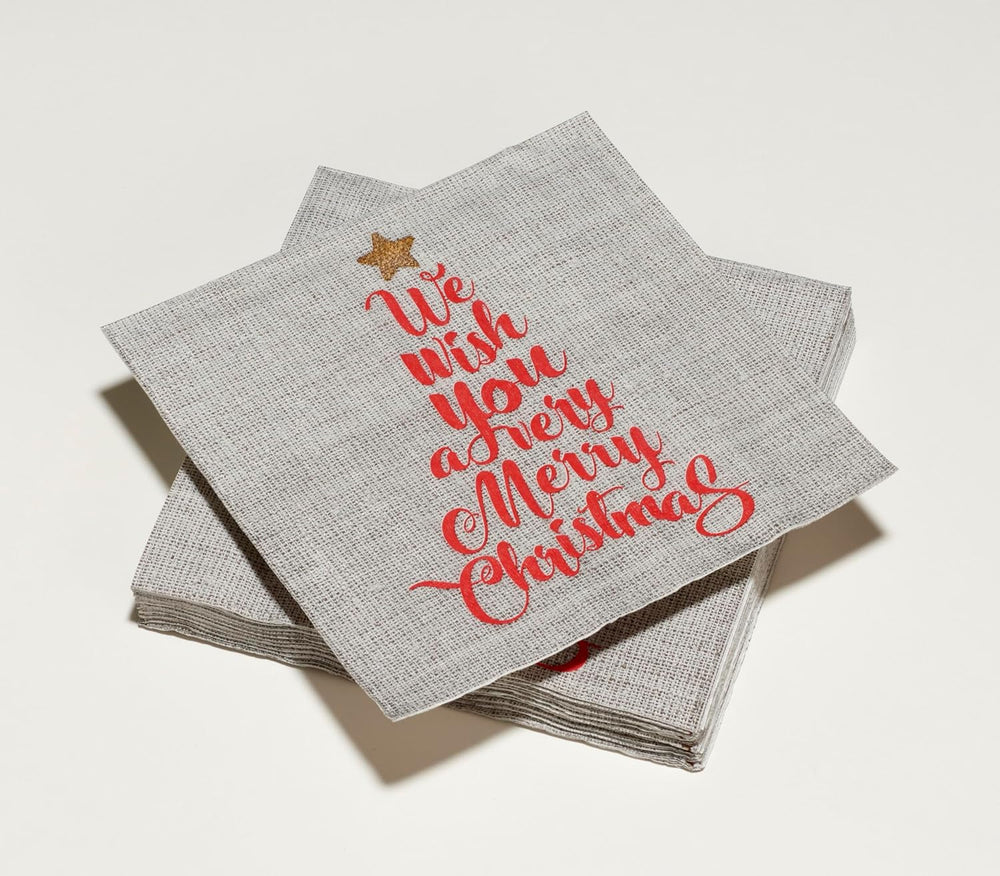 20 serviettes en coton, 33 X 33 Cm, 3 épaisseurs, Texte Arbre