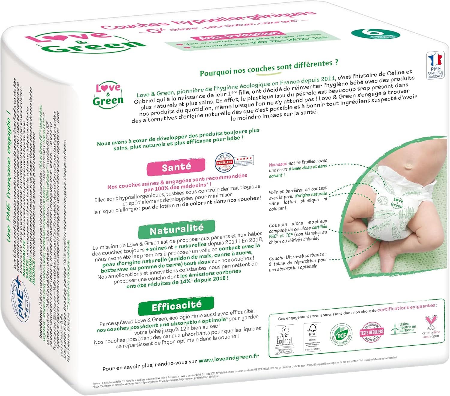 Love & Green, Scutece pentru bebeluși, hipoalergenice, mărimea 6 (34 unități) Mama si Copilul Naty Shop