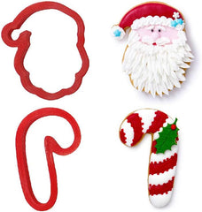 0255068 Boîte à biscuits en plastique avec Père Noël et canne à sucre, 2 pièces, assortis