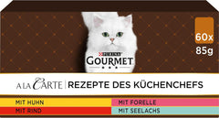 Nourriture humide pour chats Gourmet A la Carte, assortiments assortis, paquet de 60 (60 x 85g)
