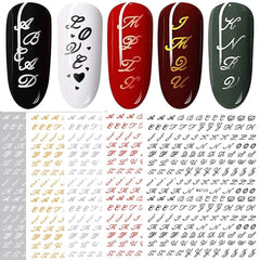 6 Blatt Nagelsticker Alte Alphabetzahlen Nagelaufkleber Selbstklebend Alte Briefe Nail Art Sticker Dekoration Nageldesign Zubehör