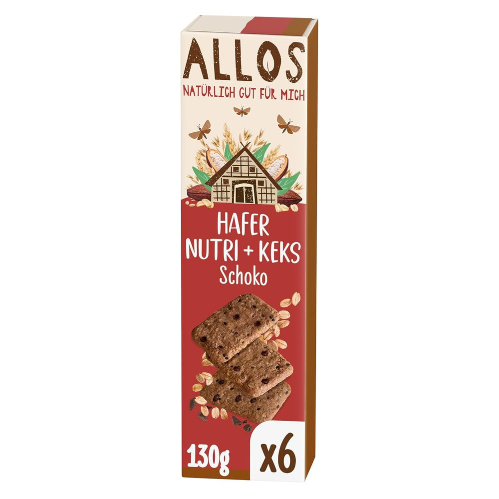 Biscuits à l'avoine et au chocolat bio Allos | Biscuit croquant au chocolat et à l'avoine entière | Sucrer au miel 6 x 130g