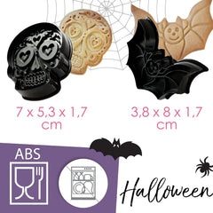 ScrapCooking - 2 Emporte-pièces Halloween – Crâne et Chauve-souris – Emporte-pièces 3D – Emporte-pièces à embosser – Crâne Mexicain – Emporte-pièces – 2142