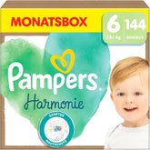 Couches Pampers Harmony taille 6, 144 couches, 13 kg+, protection douce de la peau avec protection 100 % Pampers