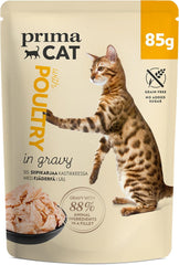 PrimaCat - Hrană umedă clasică pentru pisici, aromă de pasăre în sos, 28 x 85 g