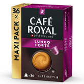 Café Royal Lungo Forte – Capsules de café compatibles Nespresso®, 100% Arabica, würzig, dunkle Röstung, Intensität 8/12, Rainforest Alliance, 36 capsules