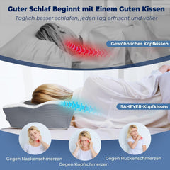SAHEYER oreiller orthopédique oreiller de soutien de la nuque oreiller de tête, oreiller cervical ergonomique oreiller pour dormeur latéral 60 X 40 X 13/11 cm oreiller en mousse à mémoire de forme pour dormeur latéral, dos et ventre Oreillers orthopédiques cervicaux Naty Shop