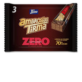 Napolitane cu ciocolată neagră Tirma 70% cacao | Fără zahăr adăugat | Potrivite pentru dietele keto | Conținut scăzut de carbohidrați | Pentru diabetici | Pachet multiplu de napolitane cu ciocolată | 3 bucăți | 64,5 g