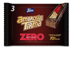 Gaufres au chocolat noir Tirma 70% cacao | Sans sucre ajouté | Convient aux régimes céto | Faible teneur en glucides | Pour les diabétiques Gaufrettes au chocolat Multi Pack | 3 pièces | 64,5g