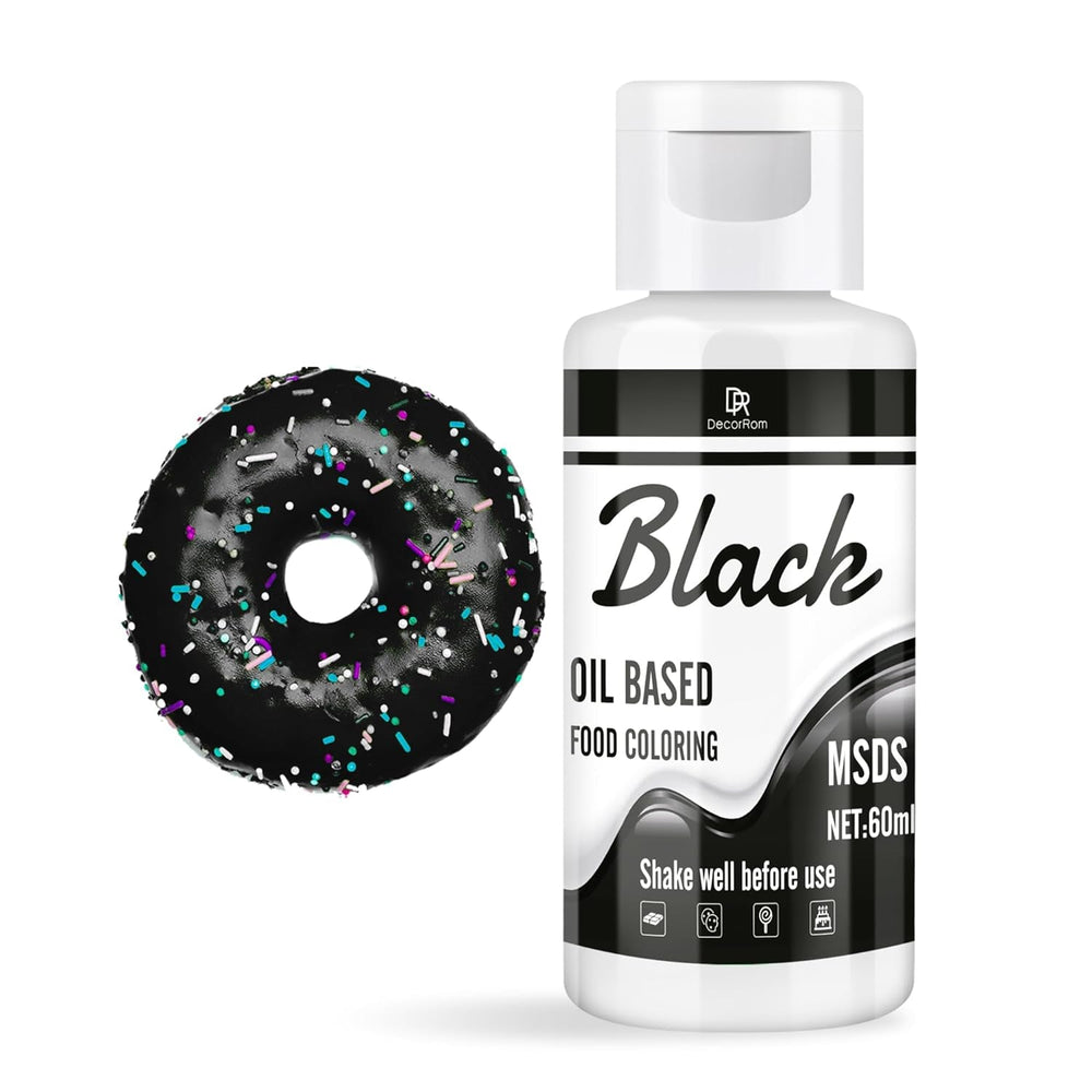 Farines à pâtisserie pour chocolat - 60 ml de couleurs à base d'huile pour fondant, décoration de gâteaux, dos - Colorant alimentaire flottant pour beurre de cacao, crème au beurre, cuisine (noir) Naty Shop Schwarz