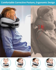 Aeroplane Neck Pillow, pernă de călătorie cu spumă de memorie, pernă pentru gât pentru adulți, pernă de avion reglabilă și lavabilă, pernă de călătorie ergonomică (gri) Perne ortopedice cervicale Naty Shop